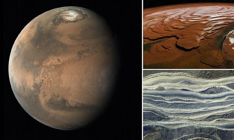 Ученые нашли огромные водные резервуары на Марсе (4 фото)