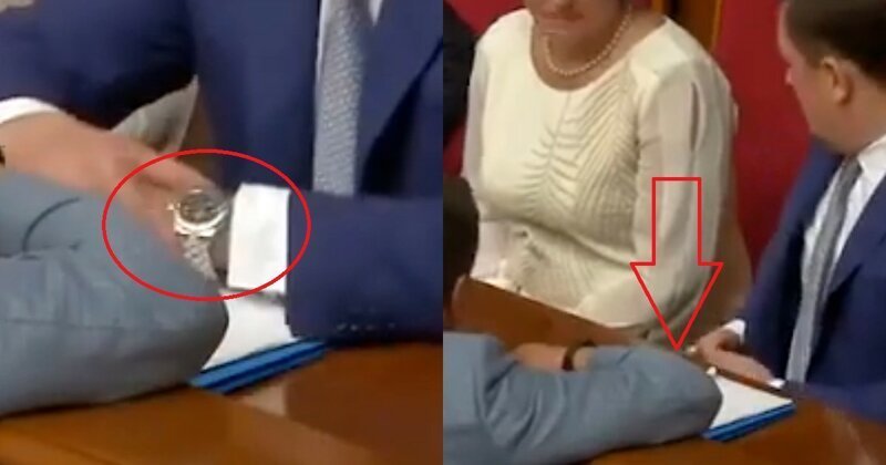 Неловко получилось: украинский чиновник на заседании Рады попытался спрятать дорогие часы (4 фото + 1 видео)
