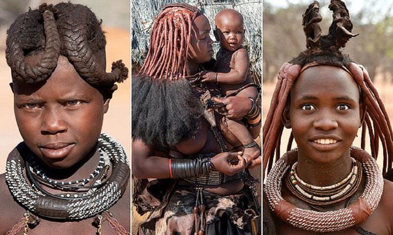 Намибийские красотки хвастаются глиняными дредами (10 фото)