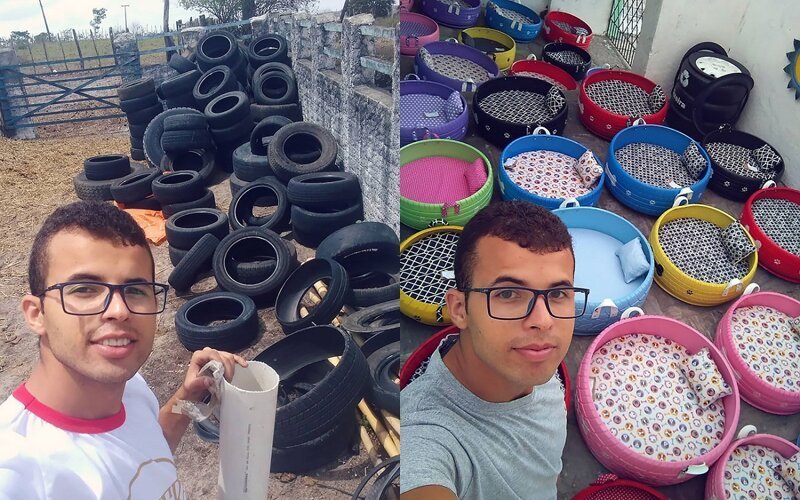 Бразилец превращает мусор в постели для животных (2 фото)