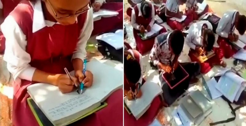 В индийской школе все дети пишут обеими руками, хотя это умеет всего 1% населения Земли (3 фото + 1 видео)