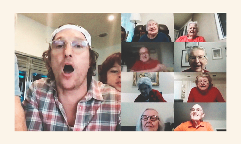 Мэттью МакКонахи провел для стариков виртуальное бинго (7 фото + 1 видео)