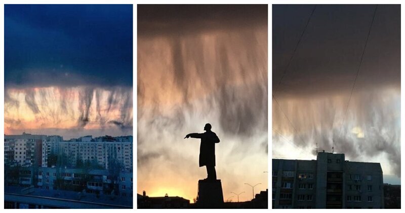 Жителей Саратова встревожили странные облака, зависшие над городом (6 фото)