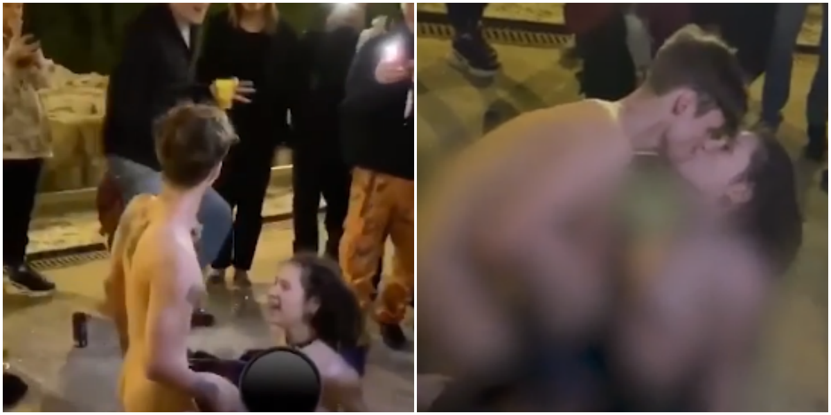 Парня и девушку, которые занялись сексом на площади столицы, наказали (1 фото)