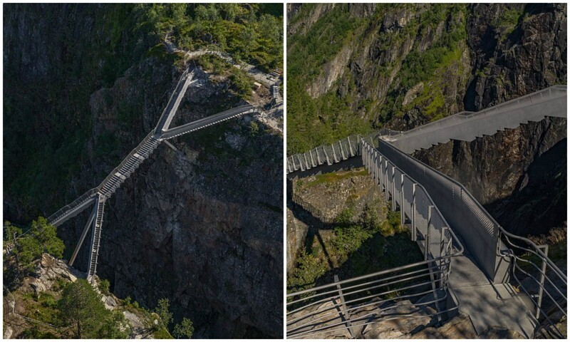 В Норвегии открыли мост через ущелье с потрясающими видами на водопад (10 фото + 1 видео)