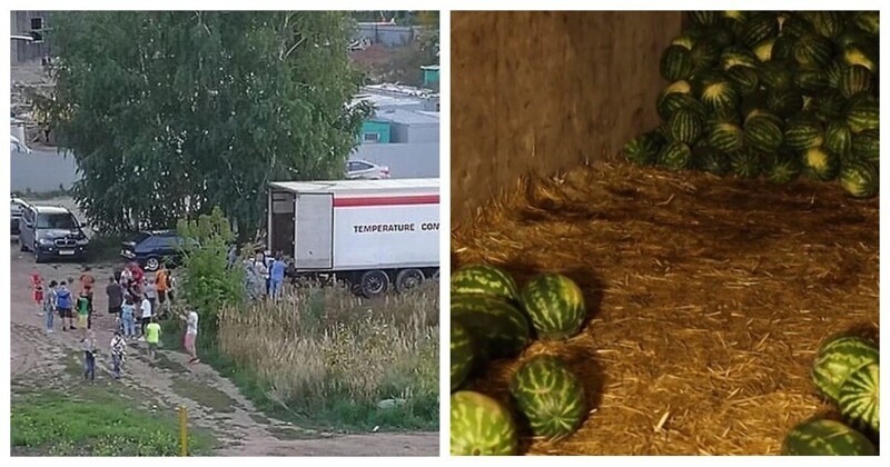 Шутка удалась: казанцы оперативно растащили 14 тонн арбузов (5 фото + 1 видео)