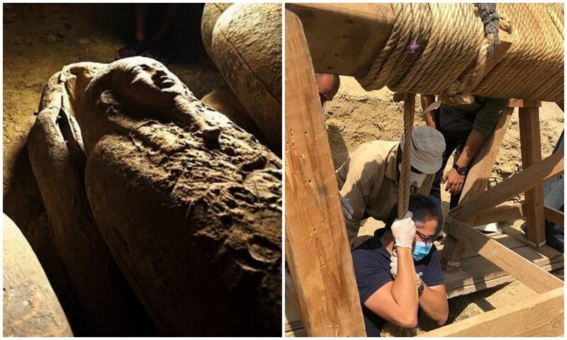 Египетские археологи нашли 13 нетронутых саркофагов с мумиями (9 фото)