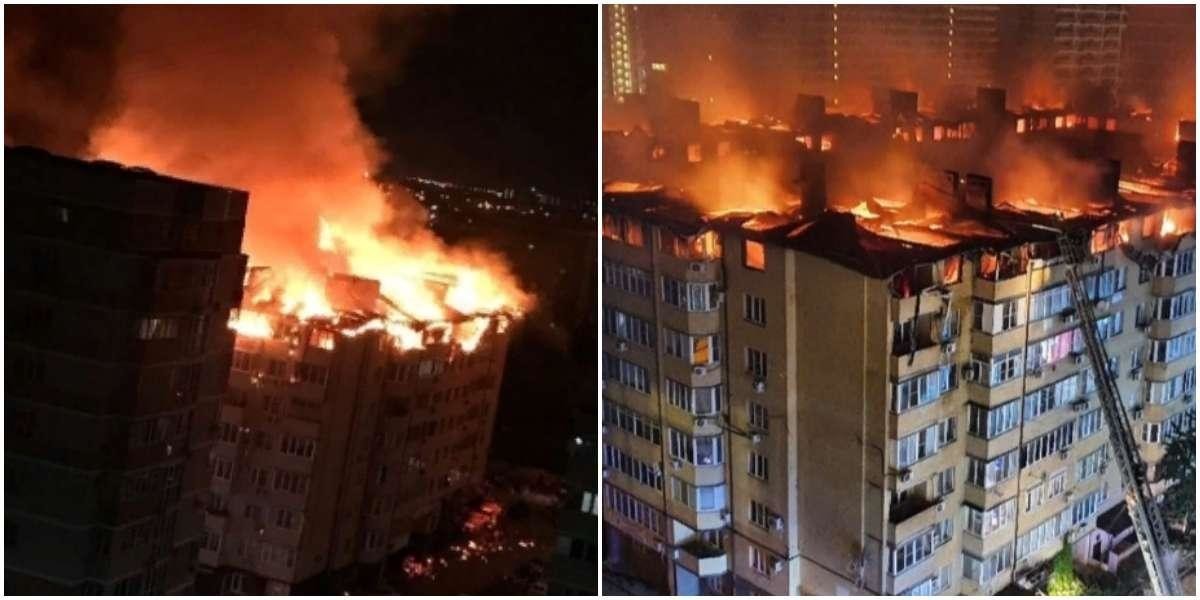 В Краснодаре сгорело 90 квартир в восьмиэтажном самострое (4 фото + 2 видео)
