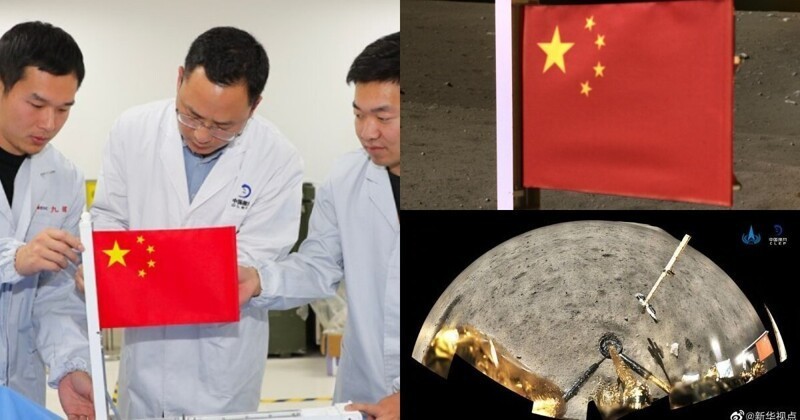 Китайцы установили на Луне свой флаг (6 фото)