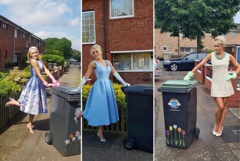 При полном параде: британка каждую среду выносила мусор в новом платье (15 фото)