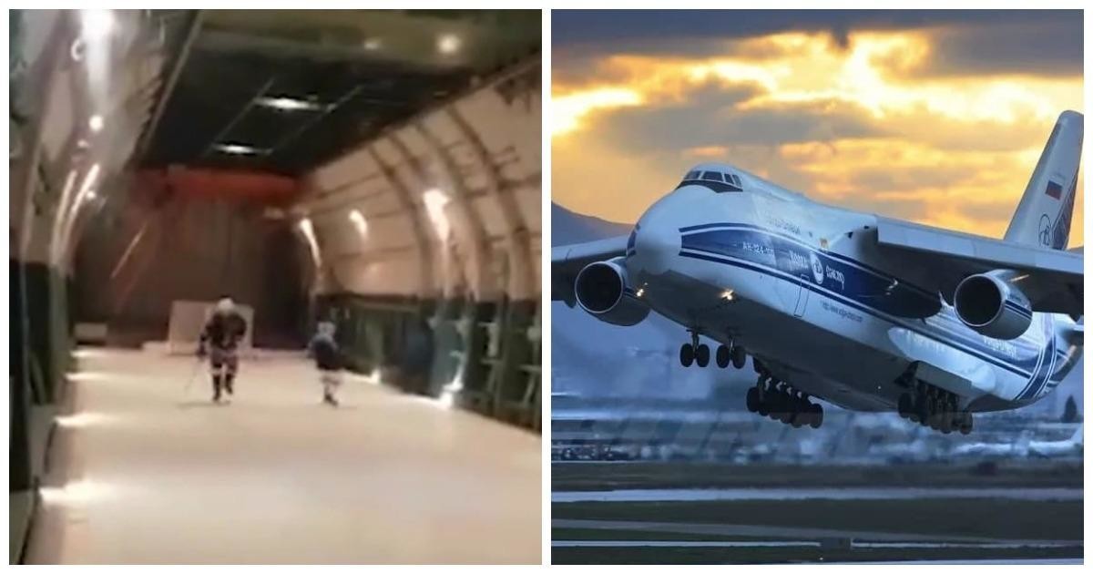 Российские военные залили каток на борту Ан-124 и сыграли в хоккей во время полета (6 фото + 1 видео)