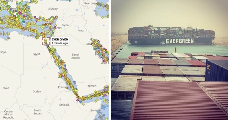 Гигантское судно застряло в Суэцком канале: в море пробки, нефть взлетела (7 фото + 1 видео)