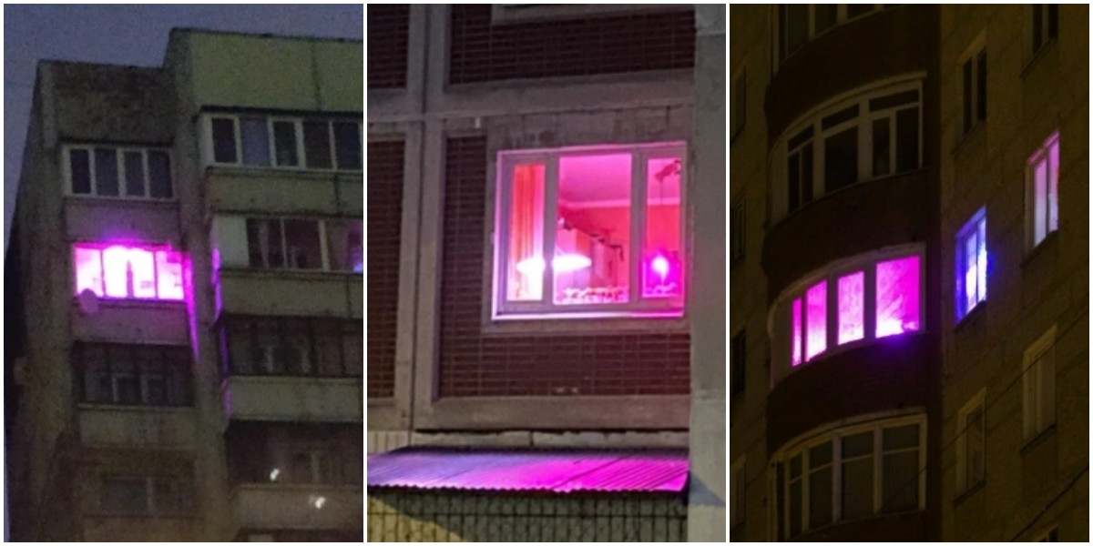 Загадочные фиолетовые окна в домах россиян: зачем люди включают этот яркий свет? (7 фото)