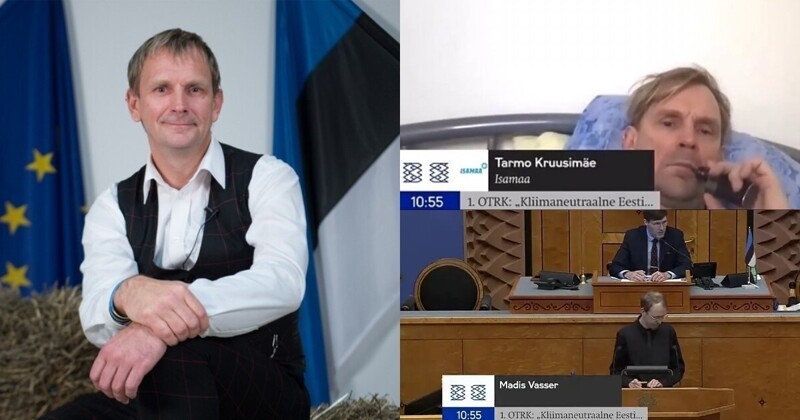 Эстонский депутат внезапно для себя поучаствовал в онлайн-заседании, лежа в постели с вейпом (3 фото + 1 видео)