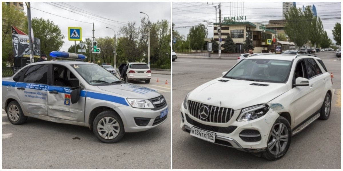 В Волгограде водитель протаранил автомобиль ДПС, но уверен в своей невиновности (4 фото)