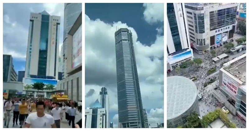 Сделано в Китае: небоскрёб затрясся и накренился (3 фото + 1 видео)