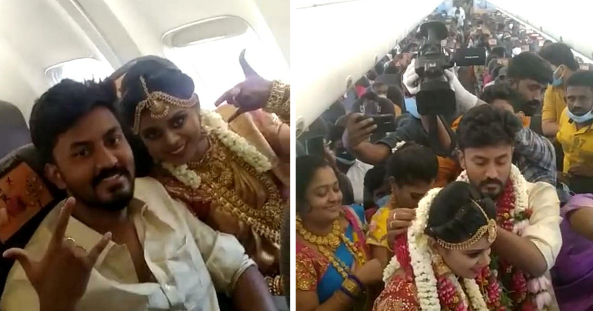 Пара из Индии провела свадьбу в самолете в обход антиковидных мер (5 фото + 3 видео)