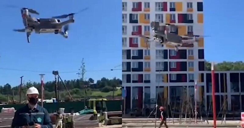 Welcome to City 17: стройплощадки Подмосковья облетают дроны и напоминают о масках и соцдистанции (7 фото + 1 видео)