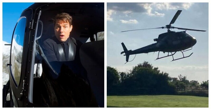 Том Круз удивил английскую семью, посадив на их лужайке вертолёт (5 фото)