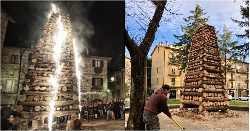В Тоскане есть одна интересная традиция по сожжению деревянных пирамид (4 фото)