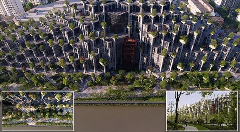 В Шанхае построили дом с 1000 деревьев на крыше (14 фото + 1 видео)