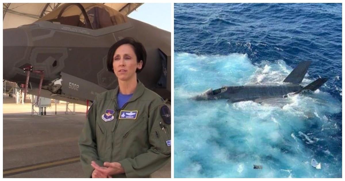 Женщина-пилот F-35 утопила истребитель при первой же посадке на авианосец (2 фото + 2 видео)