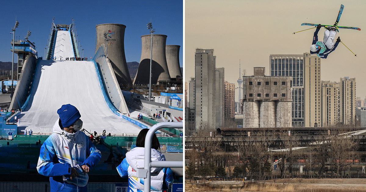 Дистопические игры: пользователей сети удивил лыжный трамплин в Пекине, построенный на месте бывшего завода (19 фото)