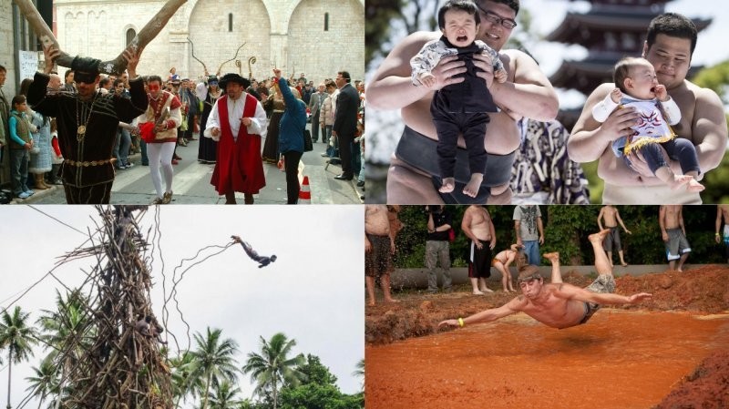 Плачущие дети, горящие бомбочки и рогоносцы: самые странные фестивали разных стран мира (13 фото)