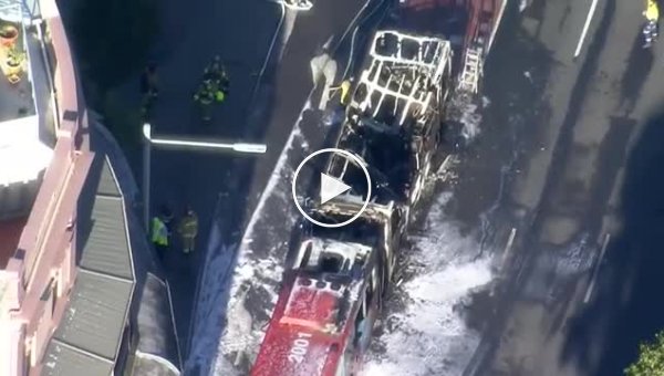 Рейсовый автобус взорвался и выгорел дотла в Сиднее